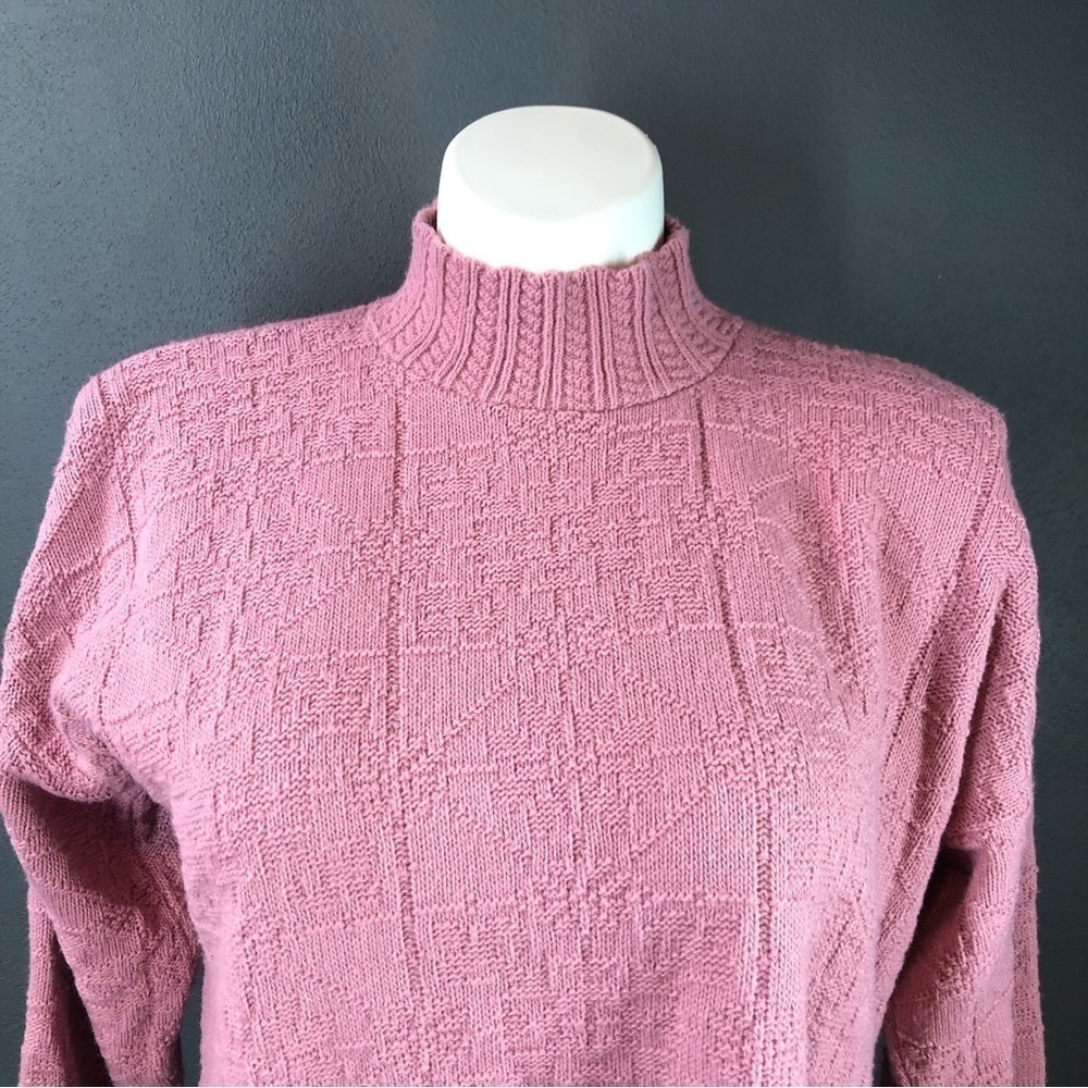 College Point Dusty Rose Pink Mock Neck Knit Sweater - Picture 2 of 7